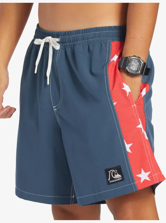 Quiksilver Original Arch 17034 Volleys Midnight Navy Mens Elastic Waist Quiksilver Original Arch 17034 Volleys Midnight Navy Mens Elastic Waist