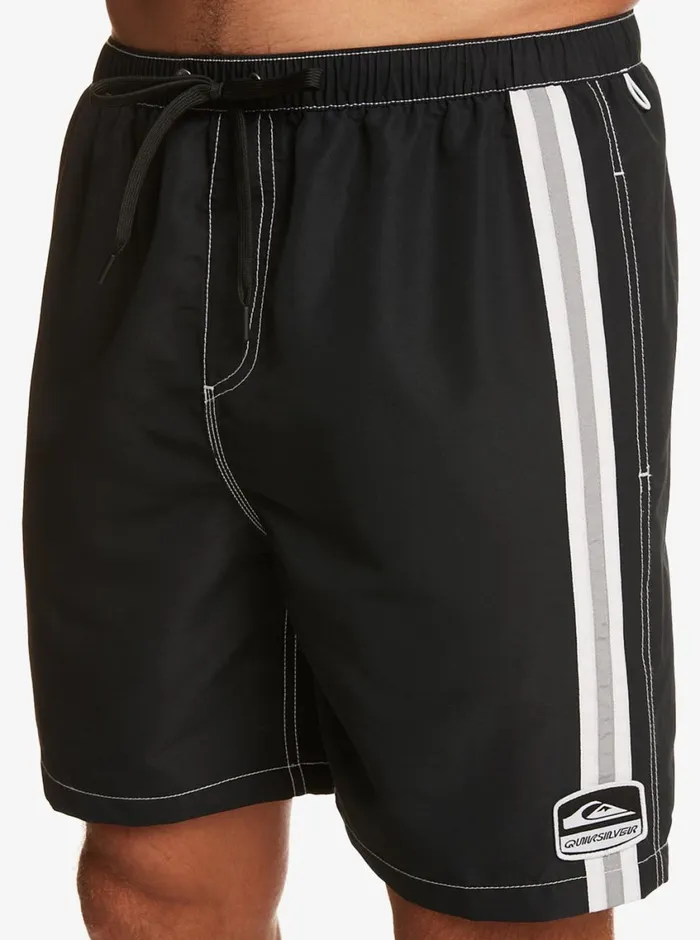 Quiksilver Sof Volley 18034 Volleys Black Mens Elastic Waist Quiksilver Sof Volley 18034 Volleys Black Mens Elastic Waist