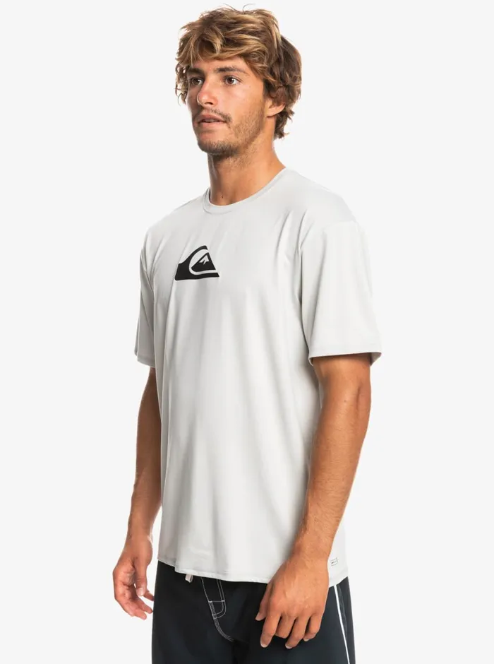 Quiksilver Solid Streak Short Sleeve UPF 50 Surf Tee Gray Violet Mens Rashguards Quiksilver Solid Streak Short Sleeve UPF 50 Surf Tee Gray Violet Mens Rashguards