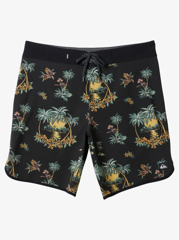 Quiksilver Surfsilk Scallop 19034 Boardshorts Black Palm Spritz Mens Shorts and Amphibians Quiksilver Surfsilk Scallop 19034 Boardshorts Black Palm Spritz Mens Shorts and Amphibians