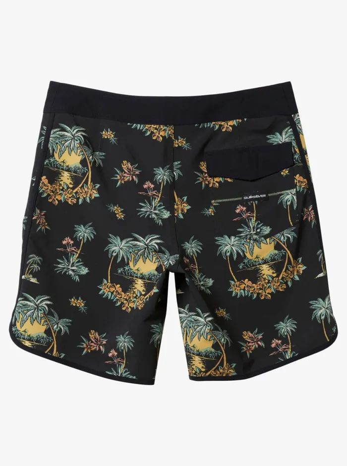 Quiksilver Surfsilk Scallop 19034 Boardshorts Black Palm Spritz Mens Shorts and Amphibians Quiksilver Surfsilk Scallop 19034 Boardshorts Black Palm Spritz Mens Shorts and Amphibians