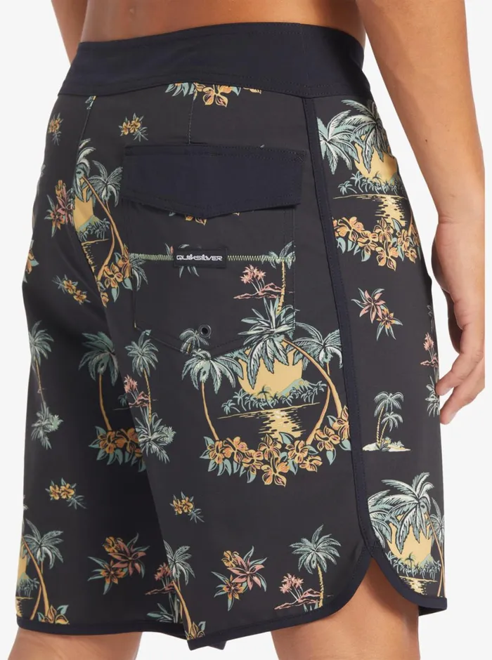 Quiksilver Surfsilk Scallop 19034 Boardshorts Black Palm Spritz Mens Shorts and Amphibians Quiksilver Surfsilk Scallop 19034 Boardshorts Black Palm Spritz Mens Shorts and Amphibians