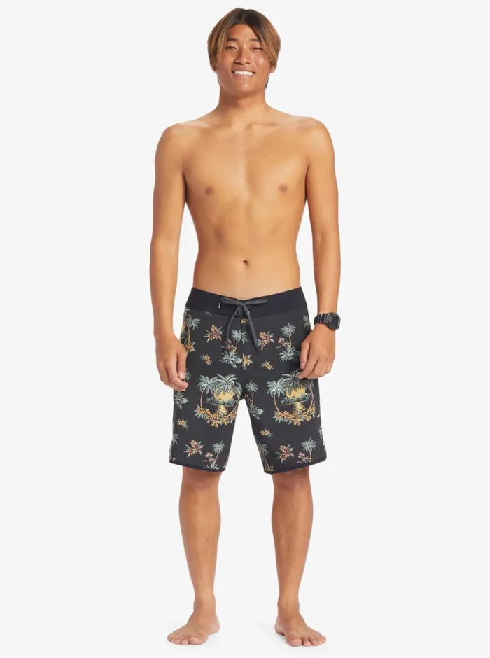 Quiksilver Surfsilk Scallop 19034 Boardshorts Black Palm Spritz Mens Shorts and Amphibians Quiksilver Surfsilk Scallop 19034 Boardshorts Black Palm Spritz Mens Shorts and Amphibians