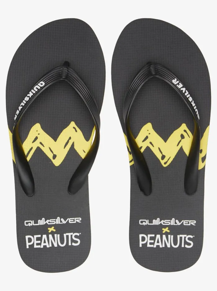 Quiksilver X Peanuts Molokai FlipFlops Black 1 Mens Sandals Quiksilver X Peanuts Molokai FlipFlops Black 1 Mens Sandals