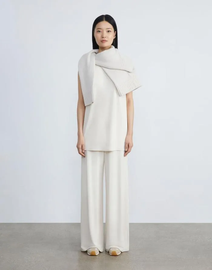 Ready To Wear Cashmere Ribbed VNeck Sweater Buff Melange Lafayette 148 New York Sweaters and Knits