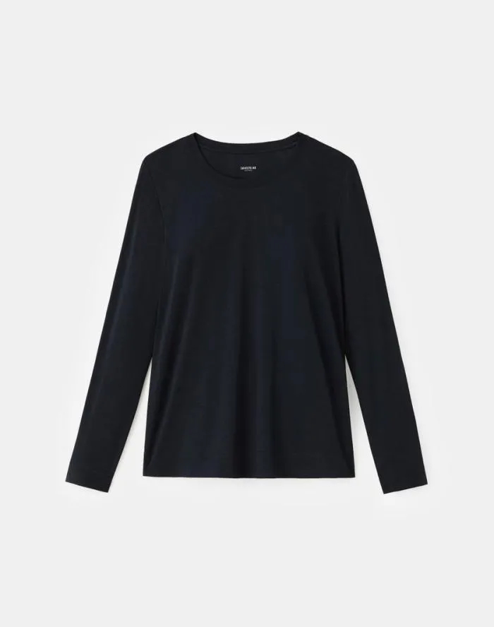 Ready To Wear Cotton Jersey Modern Long Sleeve Tee Black Lafayette 148 New York Tops and Tees