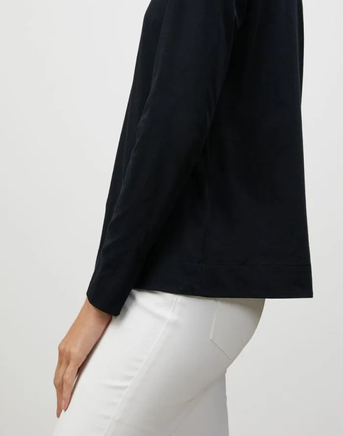 Ready To Wear Cotton Jersey Modern Long Sleeve Tee Black Lafayette 148 New York Tops and Tees