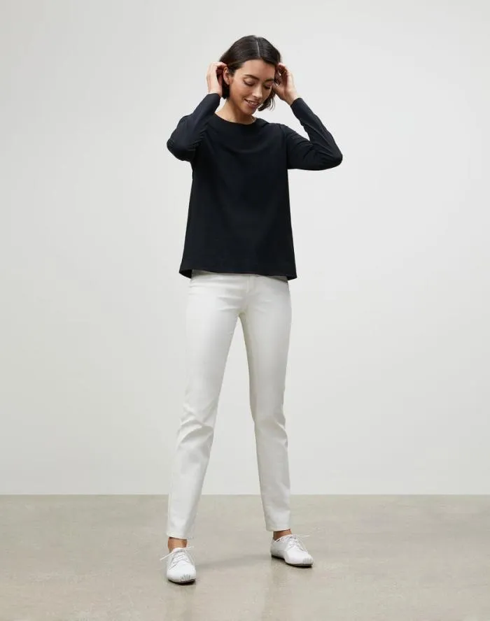 Ready To Wear Cotton Jersey Modern Long Sleeve Tee Black Lafayette 148 New York Tops and Tees