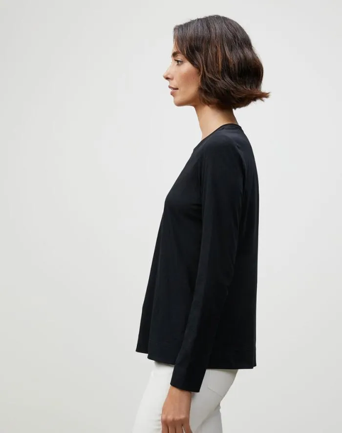 Ready To Wear Cotton Jersey Modern Long Sleeve Tee Black Lafayette 148 New York Tops and Tees