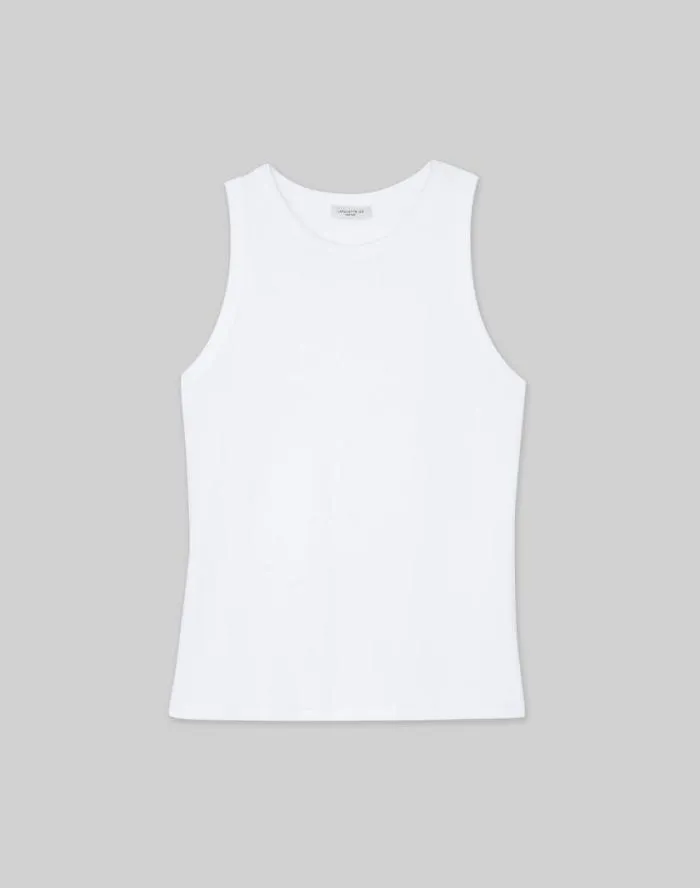 Ready To Wear Cotton Rib Racerback Tank White Lafayette 148 New York Tops and Tees Ready To Wear Cotton Rib Racerback Tank White Lafayette 148 New York Tops and Tees