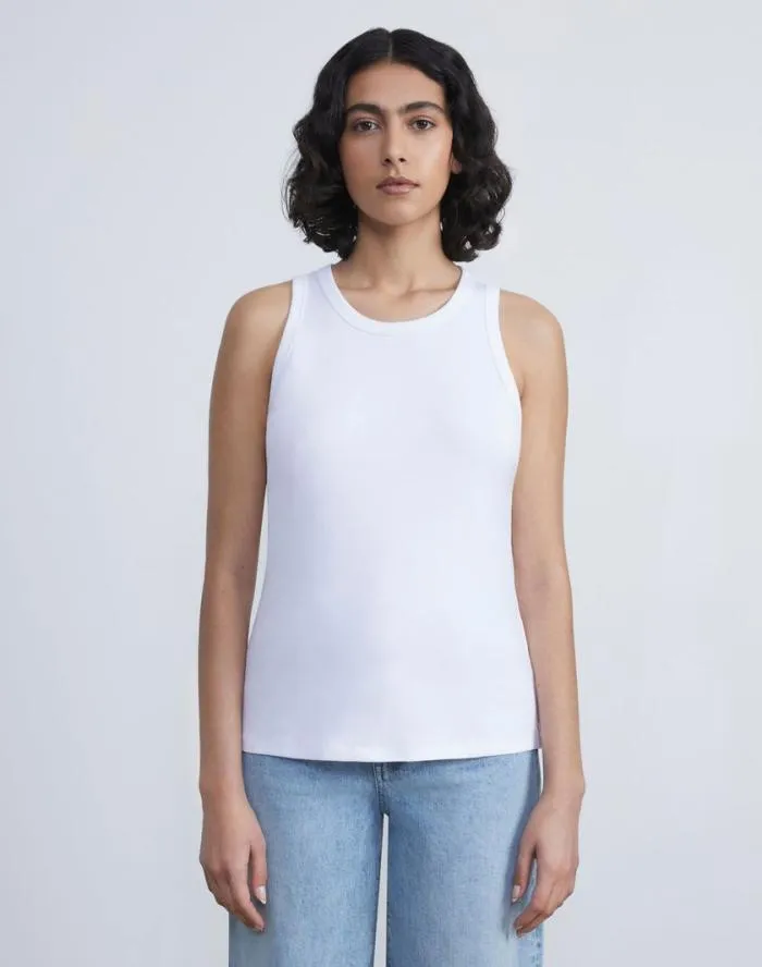 Ready To Wear Cotton Rib Racerback Tank White Lafayette 148 New York Tops and Tees