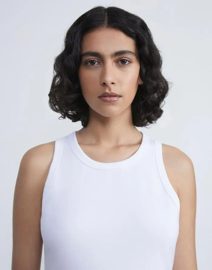 Ready To Wear Cotton Rib Racerback Tank White Lafayette 148 New York Tops and Tees