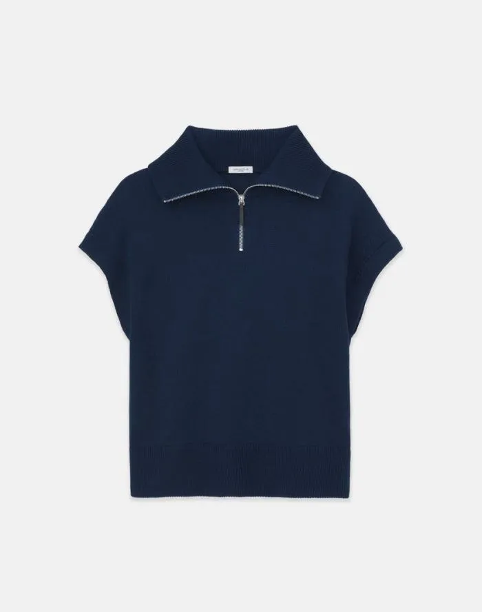 Ready To Wear CottonSilk Tape Half Zip Sweater Midnight Blue Lafayette 148 New York Sweaters and Knits Ready To Wear CottonSilk Tape Half Zip Sweater Midnight Blue Lafayette 148 New York Sweaters and Knits