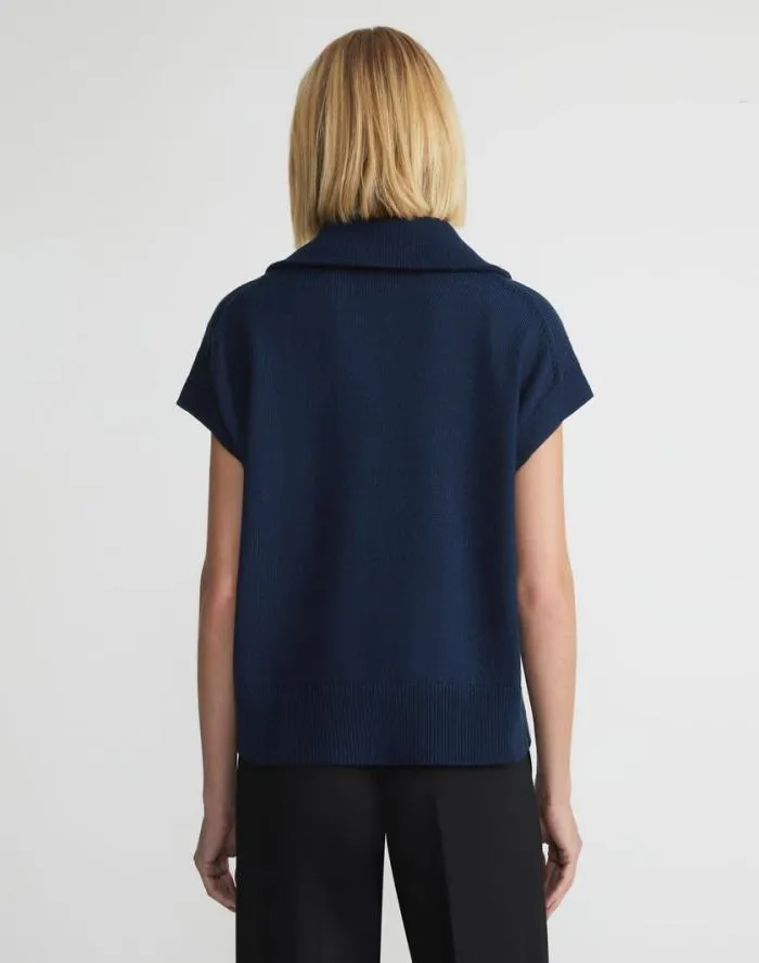 Ready To Wear CottonSilk Tape Half Zip Sweater Midnight Blue Lafayette 148 New York Sweaters and Knits