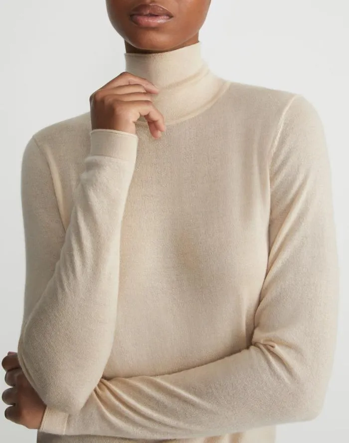 Ready To Wear Fine Gauge Cashmere Stand Collar Sweater Pampas Plume Lafayette 148 New York Sweaters and Knits