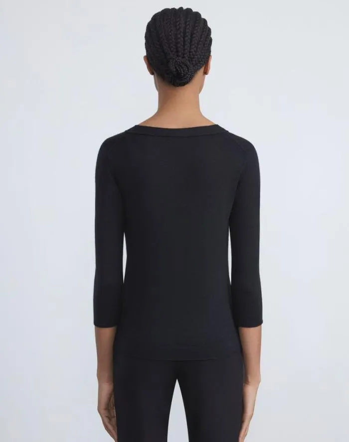 Ready To Wear Fine Gauge Cashmere VNeck Sweater Black Lafayette 148 New York Sweaters and Knits