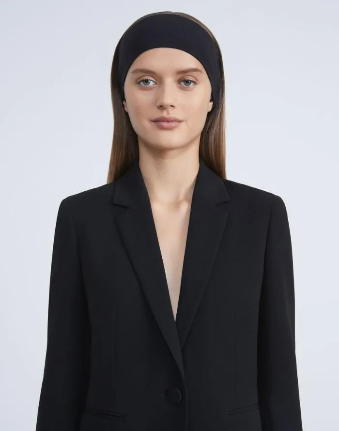 Ready To Wear Finesse Crepe Single Button Blazer Black Lafayette 148 New York Jackets and Blazers