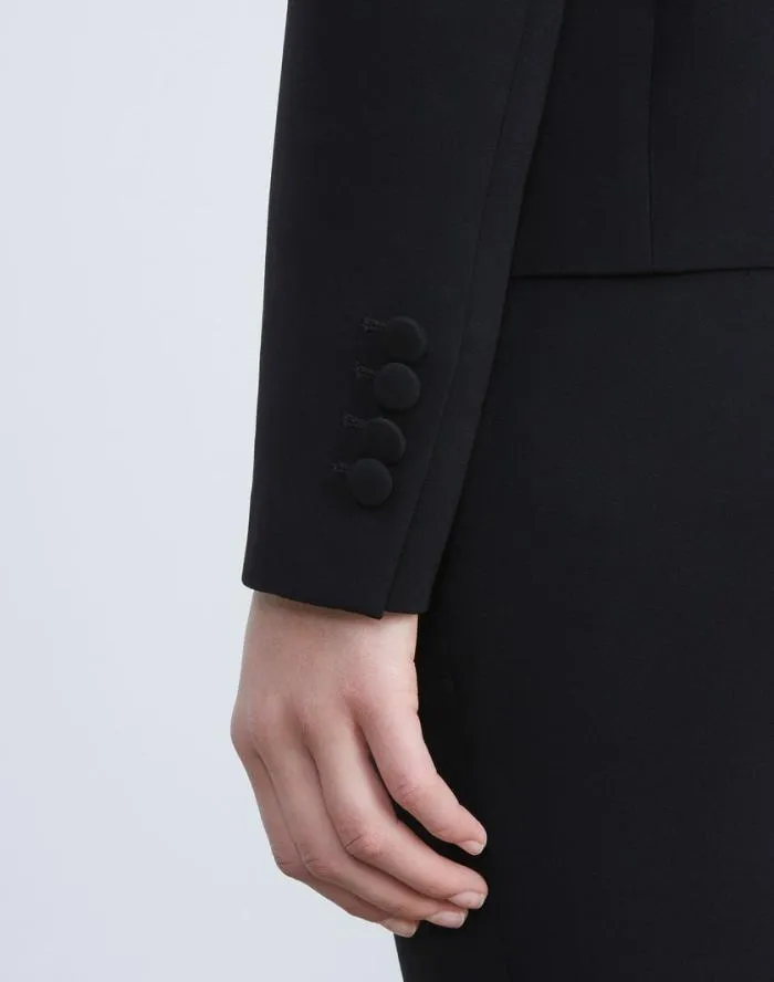 Ready To Wear Finesse Crepe Single Button Blazer Black Lafayette 148 New York Jackets and Blazers