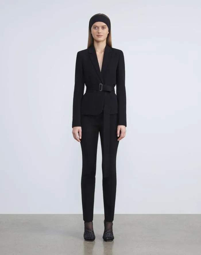 Ready To Wear Finesse Crepe Single Button Blazer Black Lafayette 148 New York Jackets and Blazers