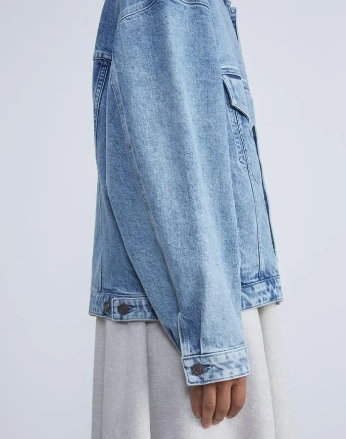 Ready To Wear L148 Denim Oversized Jacket Stonewash Blue Lafayette 148 New York Jackets and Blazers