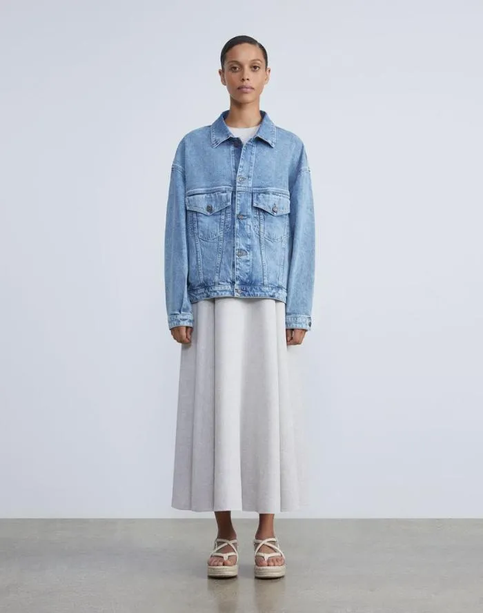 Ready To Wear L148 Denim Oversized Jacket Stonewash Blue Lafayette 148 New York Jackets and Blazers
