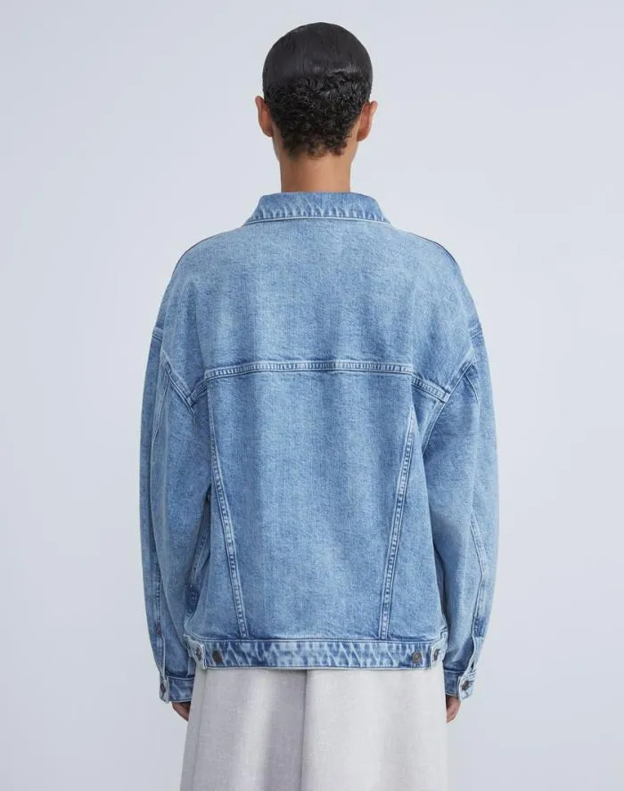 Ready To Wear L148 Denim Oversized Jacket Stonewash Blue Lafayette 148 New York Jackets and Blazers
