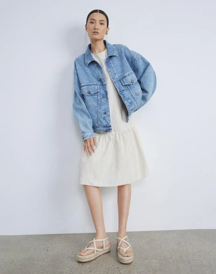 Ready To Wear L148 Denim Oversized Jacket Stonewash Blue Lafayette 148 New York Jackets and Blazers