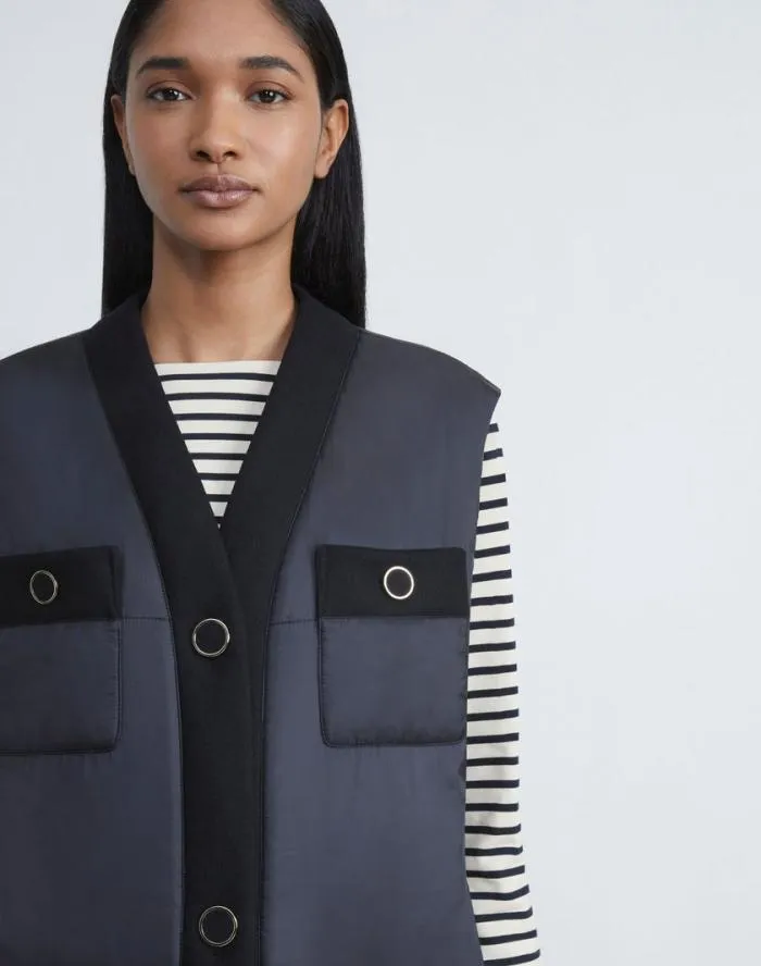 Ready To Wear Regenerated Poly Tech Quilted Vest Black Lafayette 148 New York Jackets and Blazers
