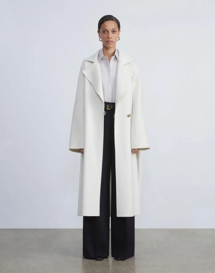 Ready To Wear Stripe Cotton High Collar Shirt Oat Multi Lafayette 148 New York Blouses and Shirts