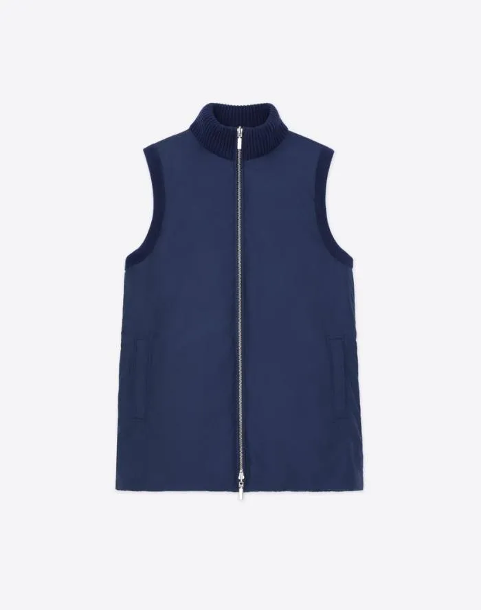 Ready To Wear Wool Knit and Recycled Poly Quilted Reversible Vest Midnight Blue Lafayette 148 New York Jackets and Blazers Ready To Wear Wool Knit and Recycled Poly Quilted Reversible Vest Midnight Blue Lafayette 148 New York Jackets and Blazers