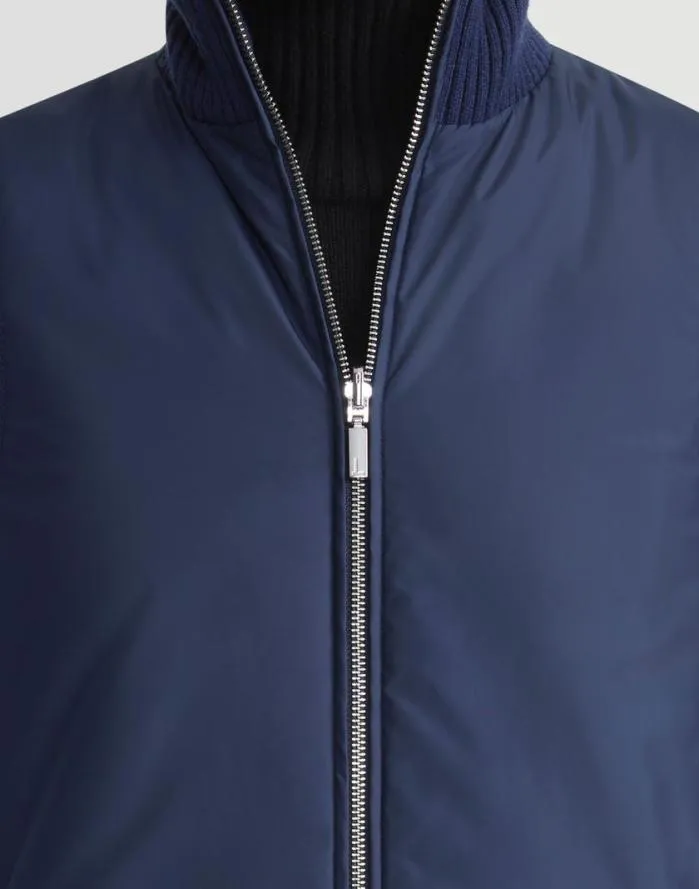 Ready To Wear Wool Knit and Recycled Poly Quilted Reversible Vest Midnight Blue Lafayette 148 New York Jackets and Blazers