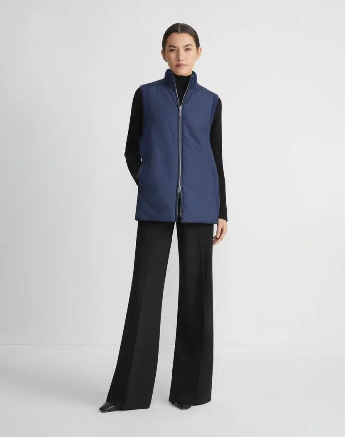 Ready To Wear Wool Knit and Recycled Poly Quilted Reversible Vest Midnight Blue Lafayette 148 New York Jackets and Blazers