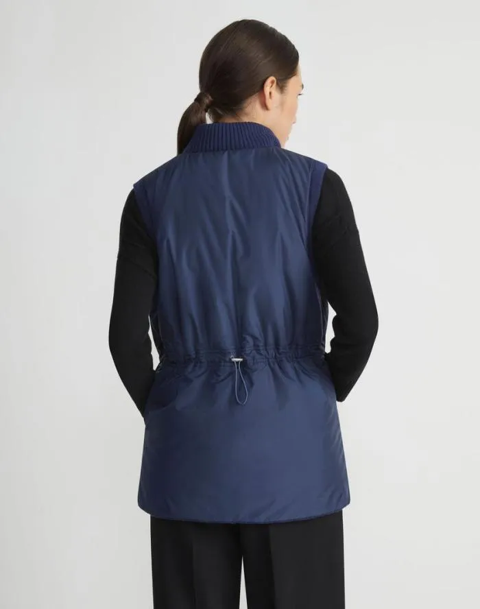 Ready To Wear Wool Knit and Recycled Poly Quilted Reversible Vest Midnight Blue Lafayette 148 New York Jackets and Blazers