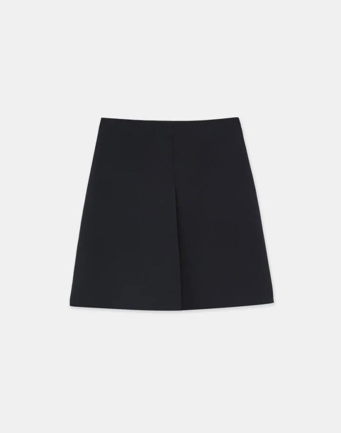 Ready To Wear WoolSilk Crepe Mini Skirt Black Lafayette 148 New York Skirts