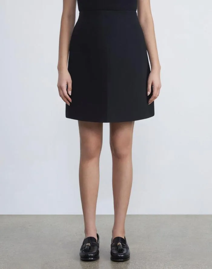 Ready To Wear WoolSilk Crepe Mini Skirt Black Lafayette 148 New York Skirts