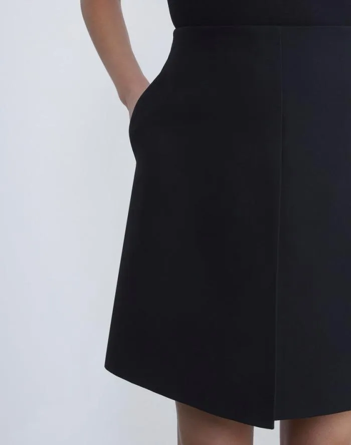 Ready To Wear WoolSilk Crepe Mini Skirt Black Lafayette 148 New York Skirts