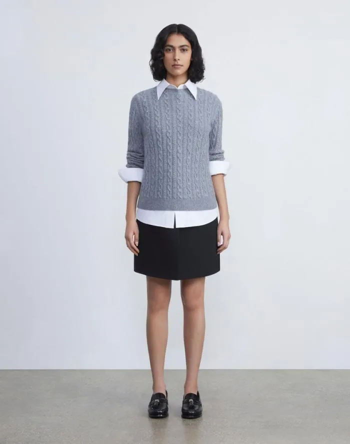 Ready To Wear WoolSilk Crepe Mini Skirt Black Lafayette 148 New York Skirts
