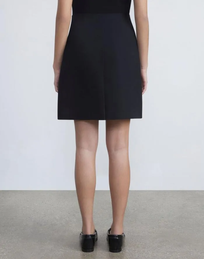 Ready To Wear WoolSilk Crepe Mini Skirt Black Lafayette 148 New York Skirts