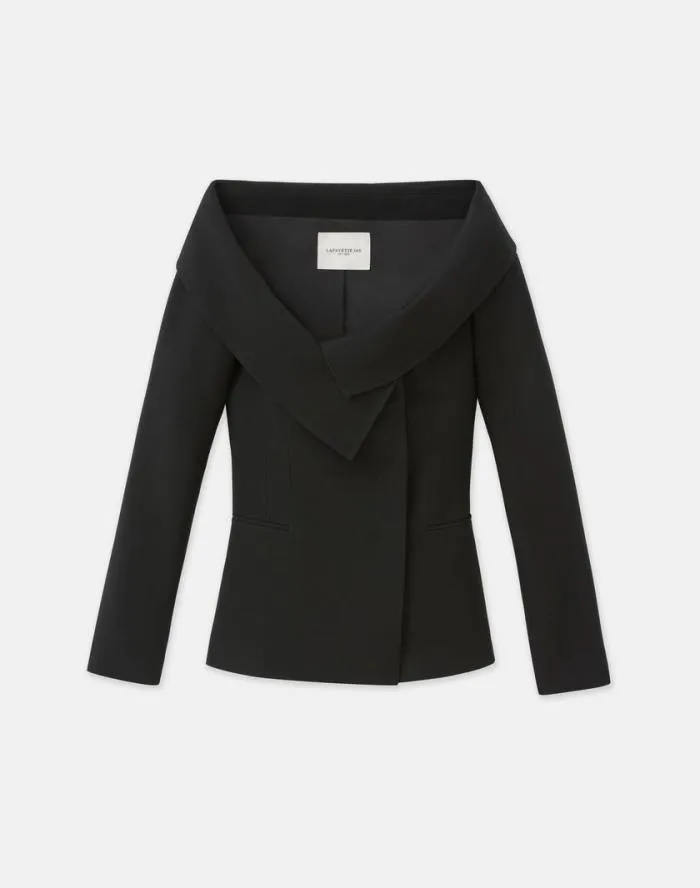 Ready To Wear WoolSilk Crepe Portrait Collar Jacket Black Lafayette 148 New York Jackets and Blazers Ready To Wear WoolSilk Crepe Portrait Collar Jacket Black Lafayette 148 New York Jackets and Blazers