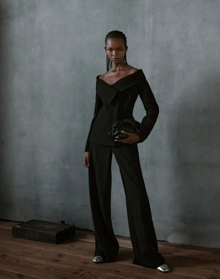 Ready To Wear WoolSilk Crepe Portrait Collar Jacket Black Lafayette 148 New York Jackets and Blazers