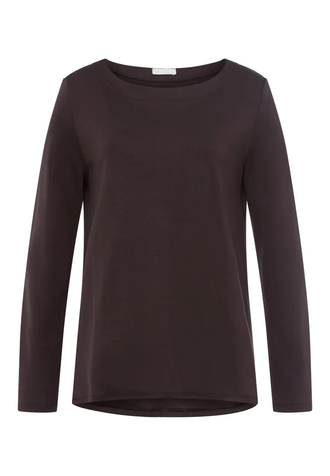 Relaxed Round Neck Tencel Top Black Coffee Women HANRO Pajama Tops
