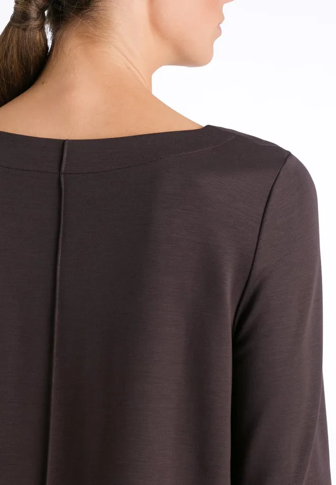 Relaxed Round Neck Tencel Top Black Coffee Women HANRO Pajama Tops