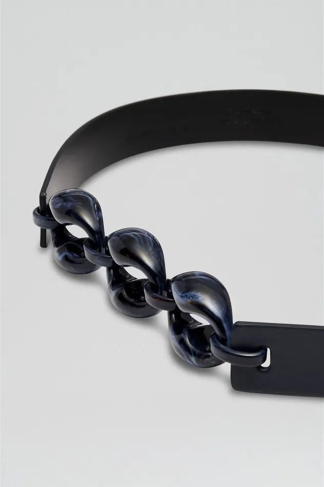 RESIN CHUNKY TRIM BELT 25 NAVY Belts Scanlan Theodore Women RESIN CHUNKY TRIM BELT 25 NAVY Belts Scanlan Theodore Women