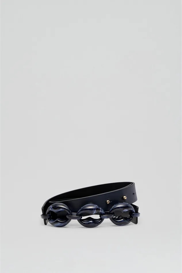 RESIN CHUNKY TRIM BELT 25 NAVY Belts Scanlan Theodore Women RESIN CHUNKY TRIM BELT 25 NAVY Belts Scanlan Theodore Women
