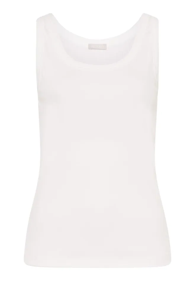 Ribbed Cotton Tank Top White Women HANRO Pajama Tops