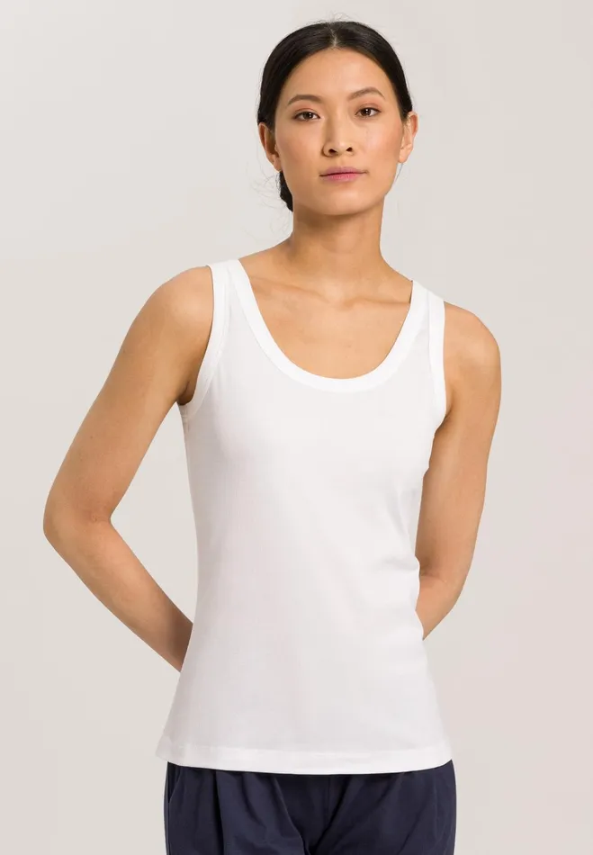 Ribbed Cotton Tank Top White Women HANRO Pajama Tops