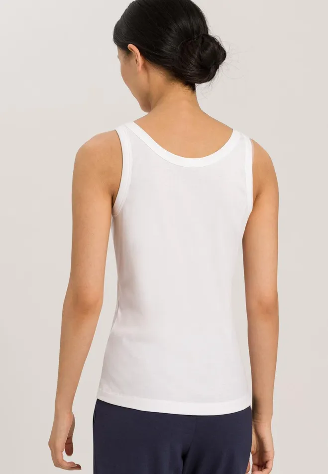 Ribbed Cotton Tank Top White Women HANRO Pajama Tops