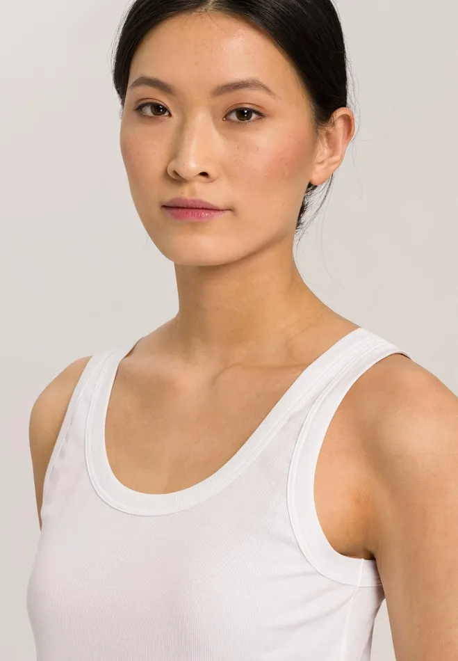 Ribbed Cotton Tank Top White Women HANRO Pajama Tops