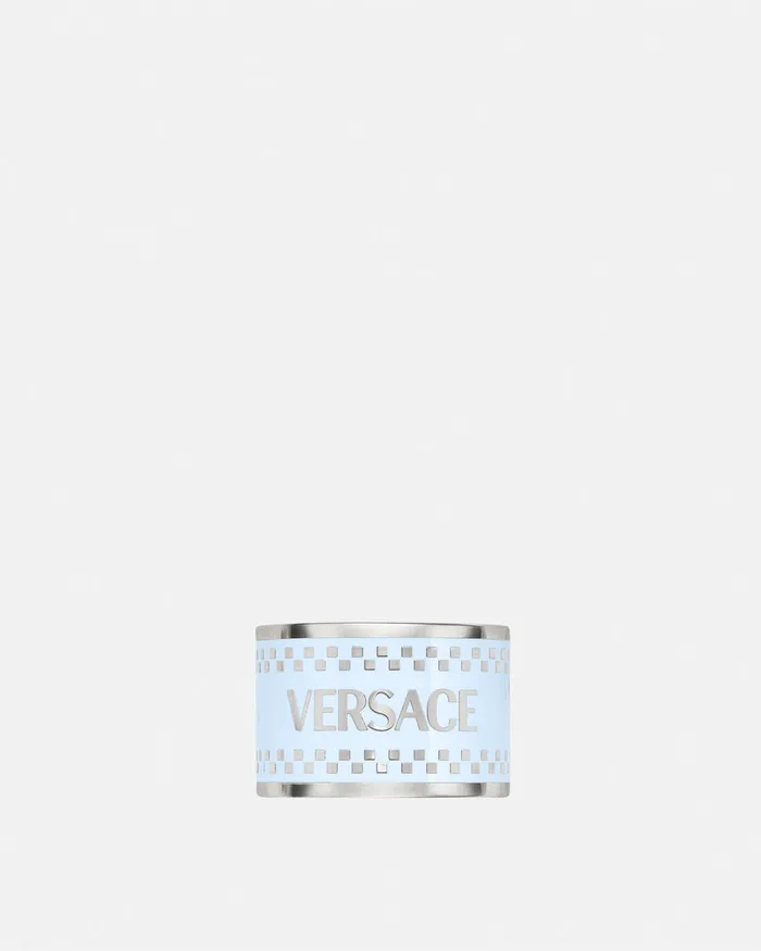 Rings MenWomen Versace 90s Vintage Logo Ring Light Blue