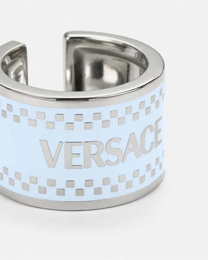 Rings MenWomen Versace 90s Vintage Logo Ring Light Blue